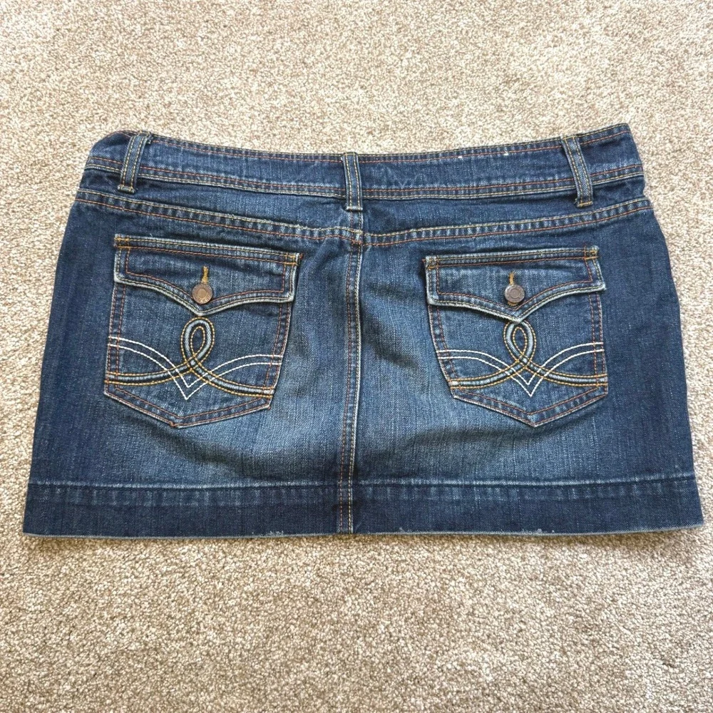 SO Wear It Declare It Womens Denim Mini Skirt Dark Wash Low Rise 13 Y2K Indie